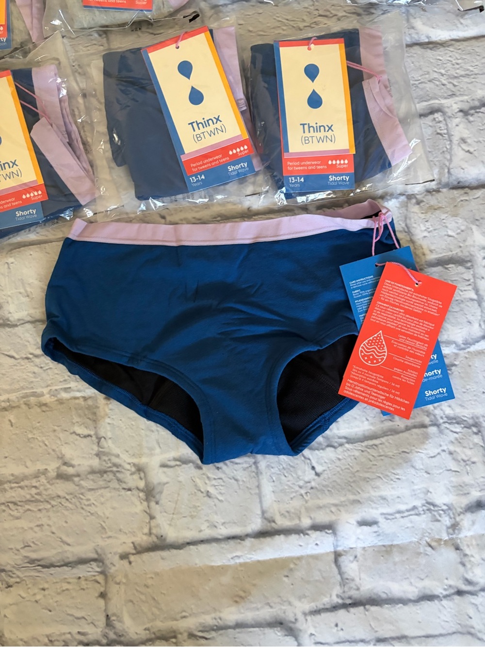 Lot of 8: NWT Thinx Cotton Brief Period Underwear with Pink Waistband - Picture 6 of 7